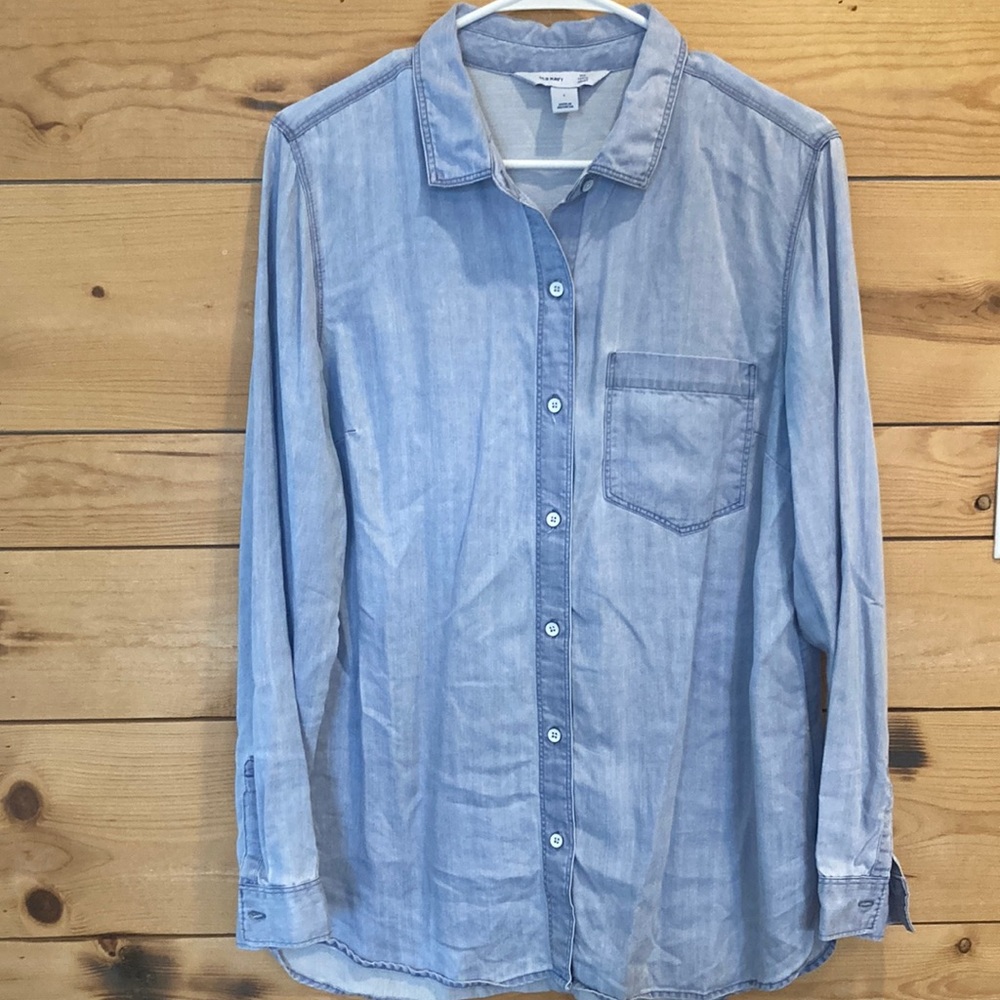 Chambray tunic button up shirt Old Navy